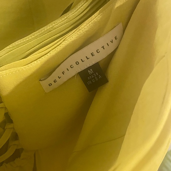 Delfi Daphne Dress. Chartreuse with scarf. - Picture 3 of 4